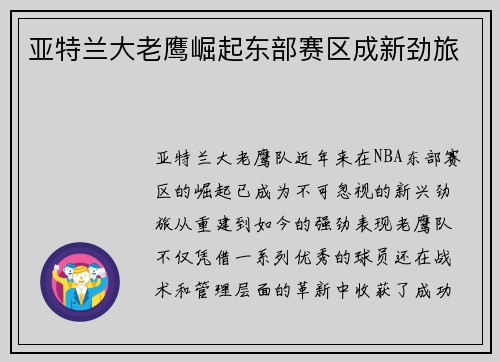 亚特兰大老鹰崛起东部赛区成新劲旅